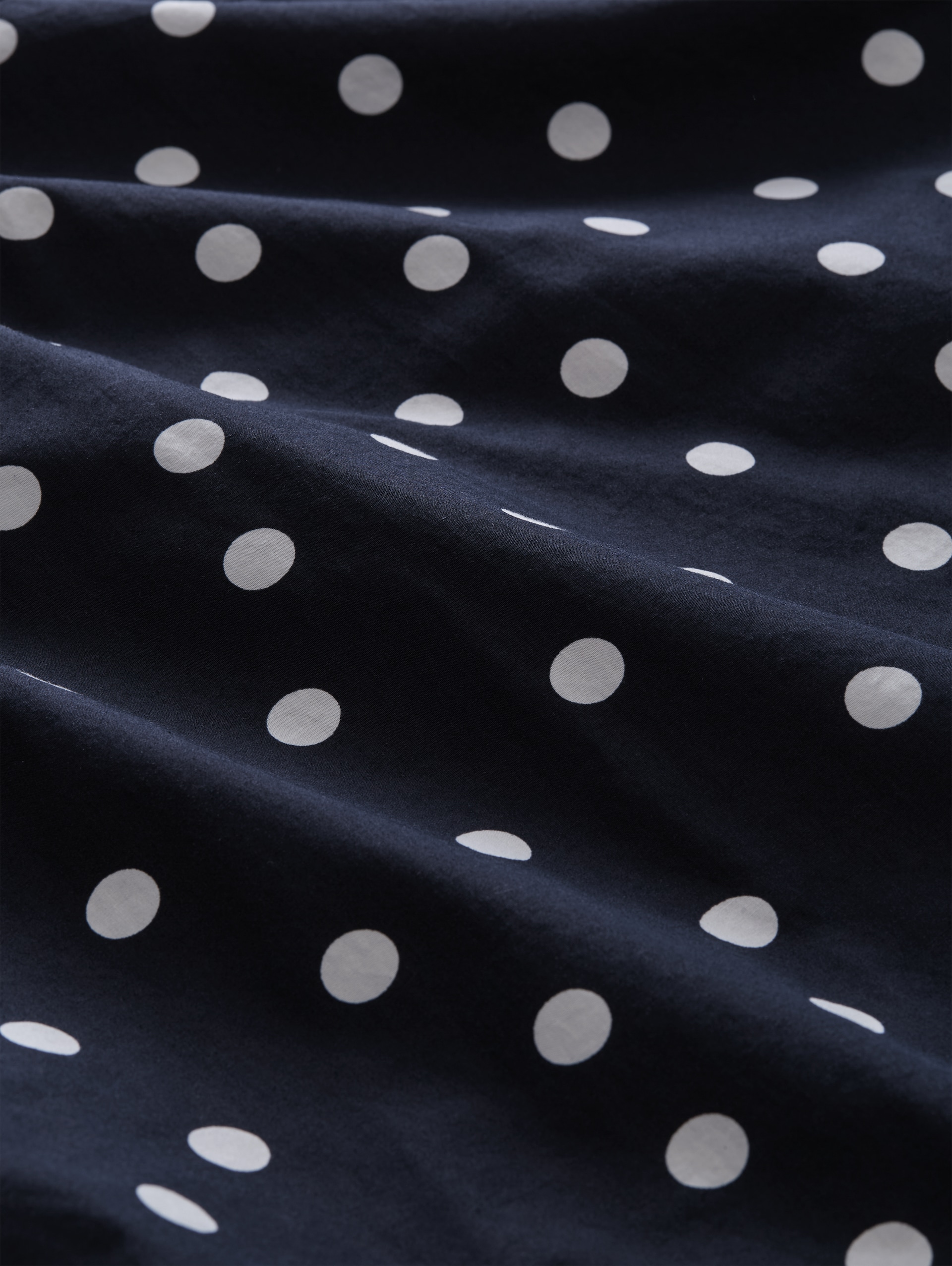 Loose Fit Wickelbluse - navy big dot design - Material-Ansicht