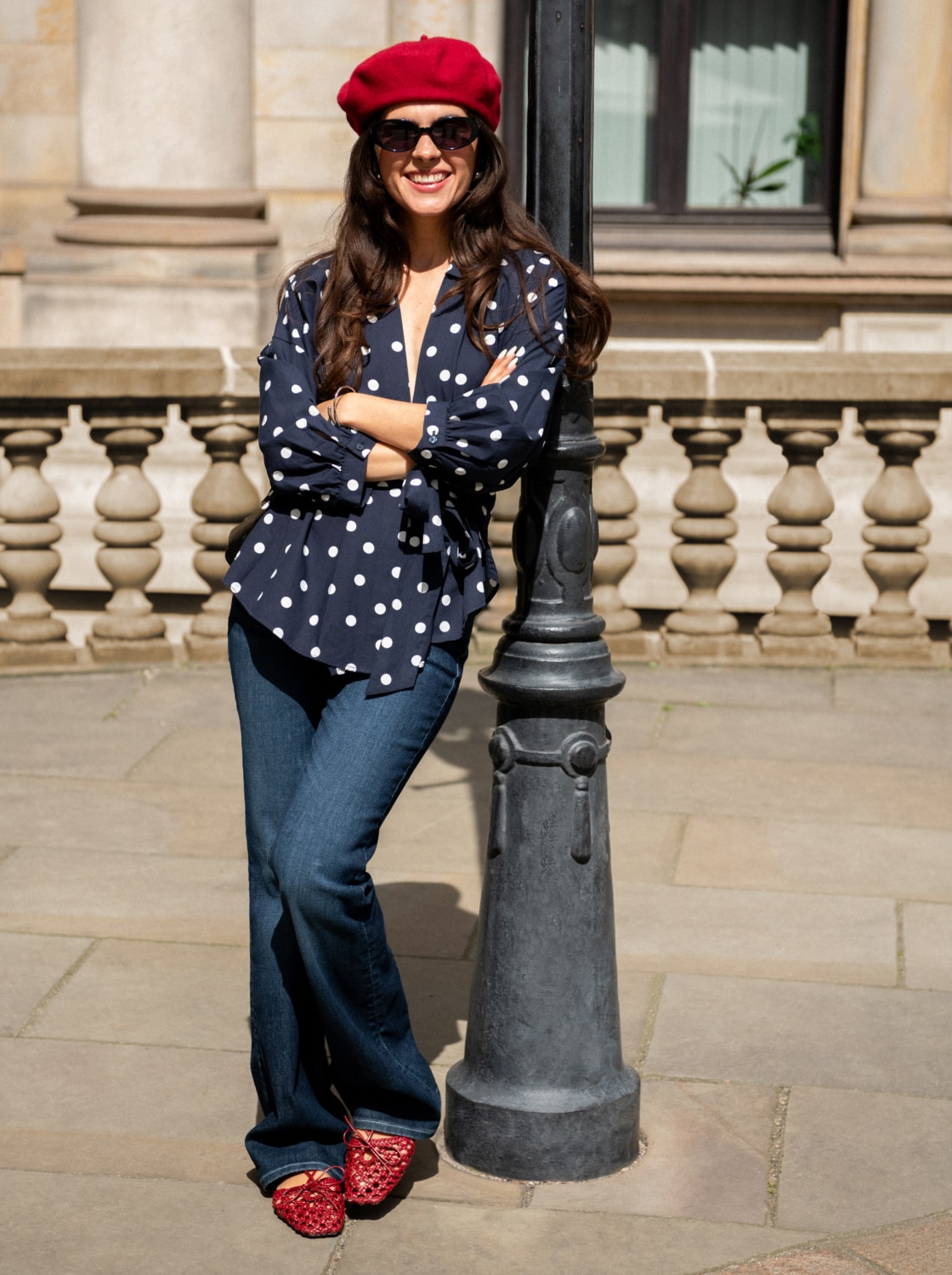 Loose-fit wrap blouse in blue by Tom Tailor