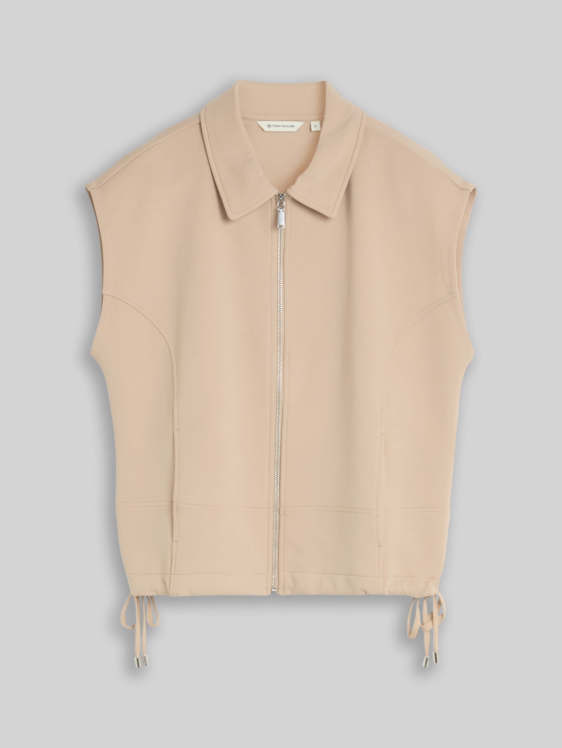Loose Fit Sweatweste mit Kragen - Gravel Beige - Vorder-Produkt-Ansicht