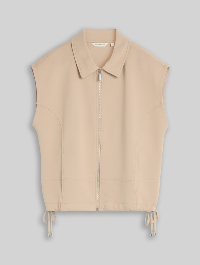 Loose Fit Sweatweste mit Kragen von Women, Gravel Beige