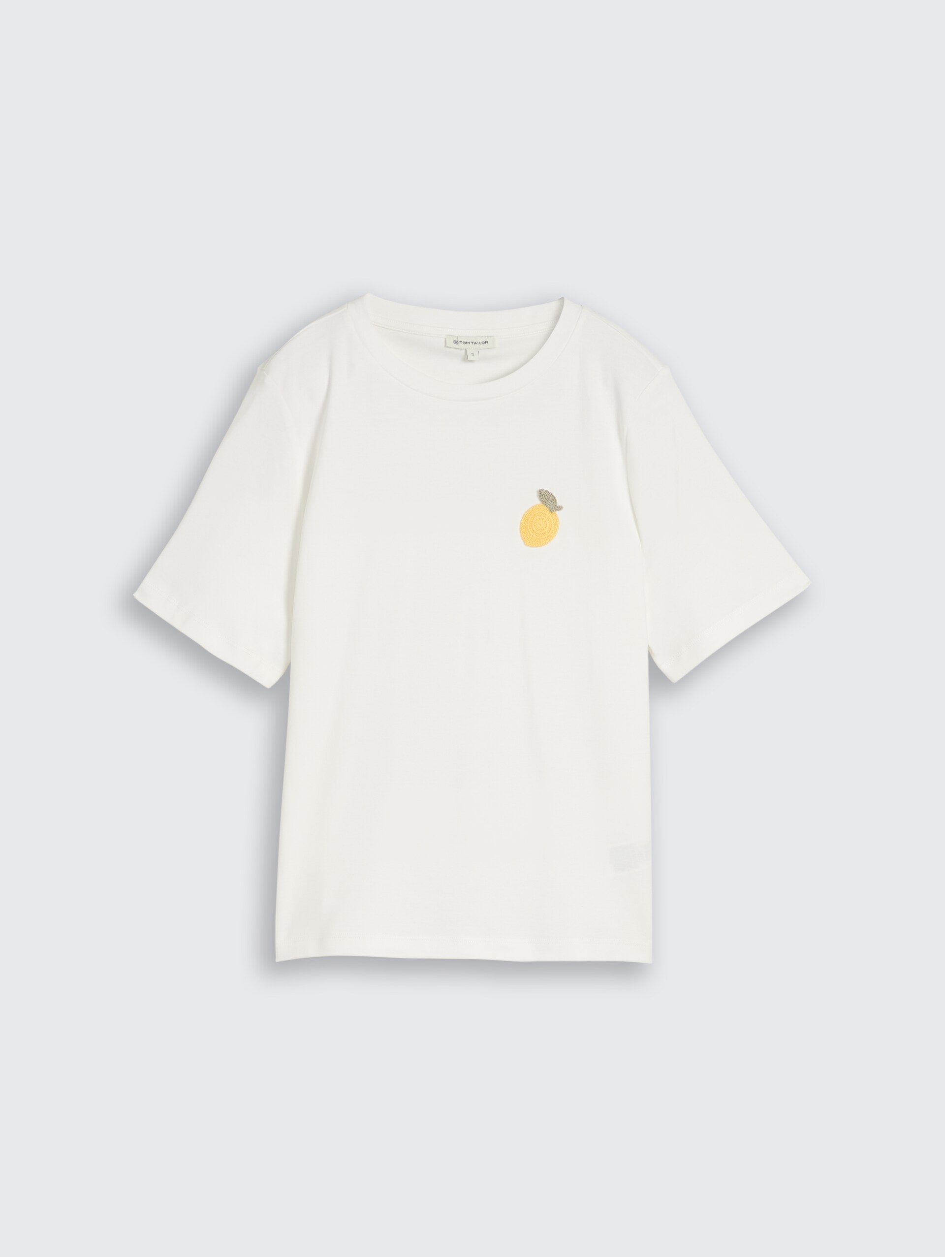 T-Shirt mit Häkel-Detail - Whisper White - Vorder-Produkt-Ansicht