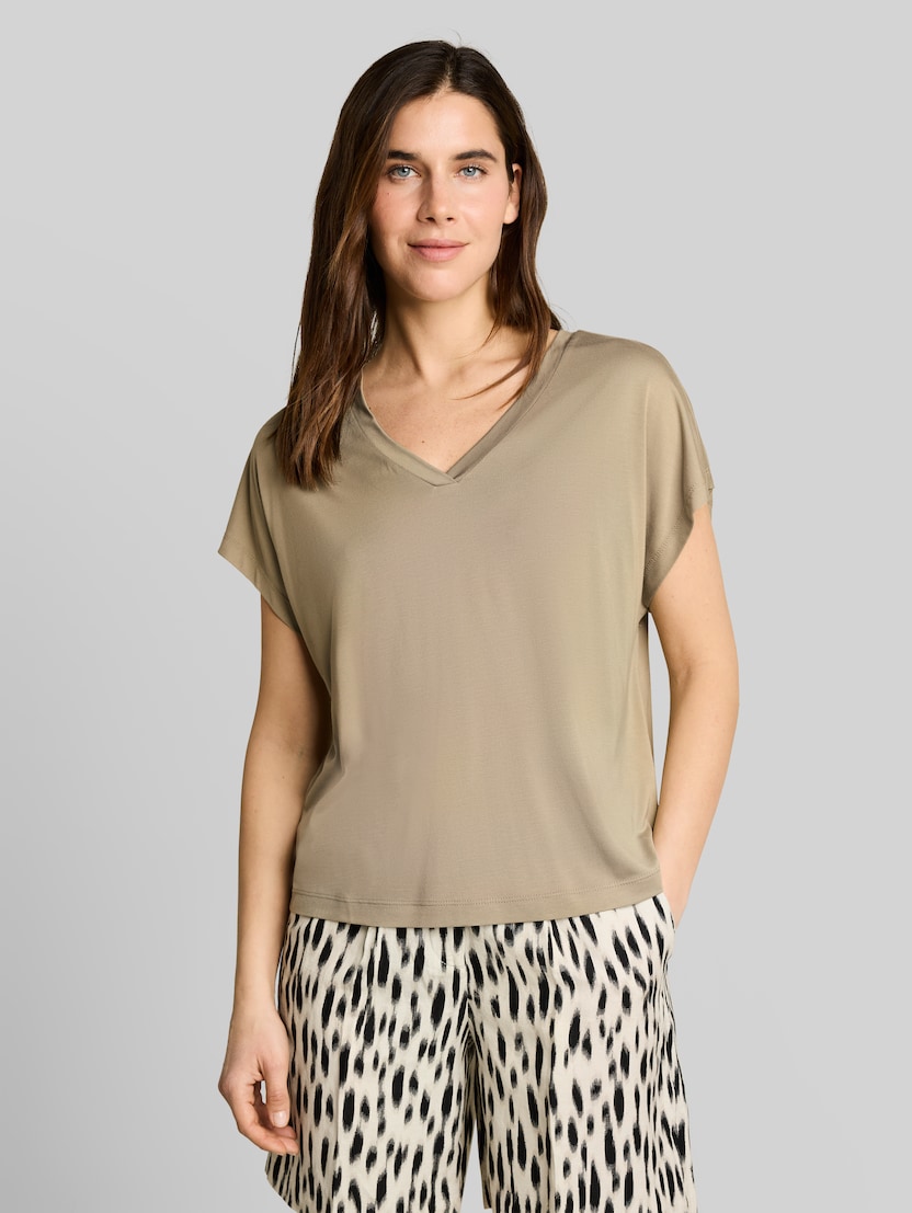 T-Shirt mit V-Ausschnitt von Women, Silver Olive