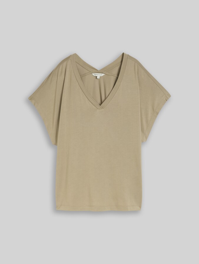 T-Shirt mit V-Ausschnitt von Women, Silver Olive