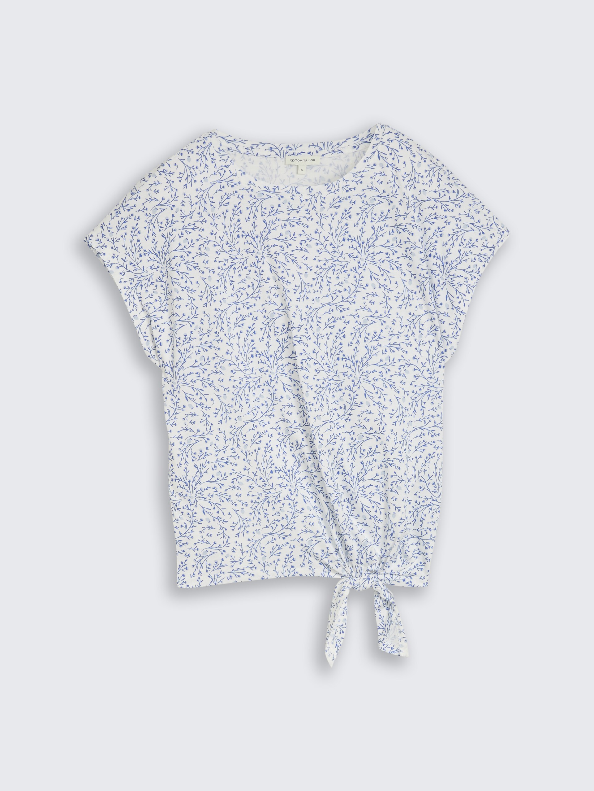 T-shirt avec nœud - white small leaves design - Vue de face du produit