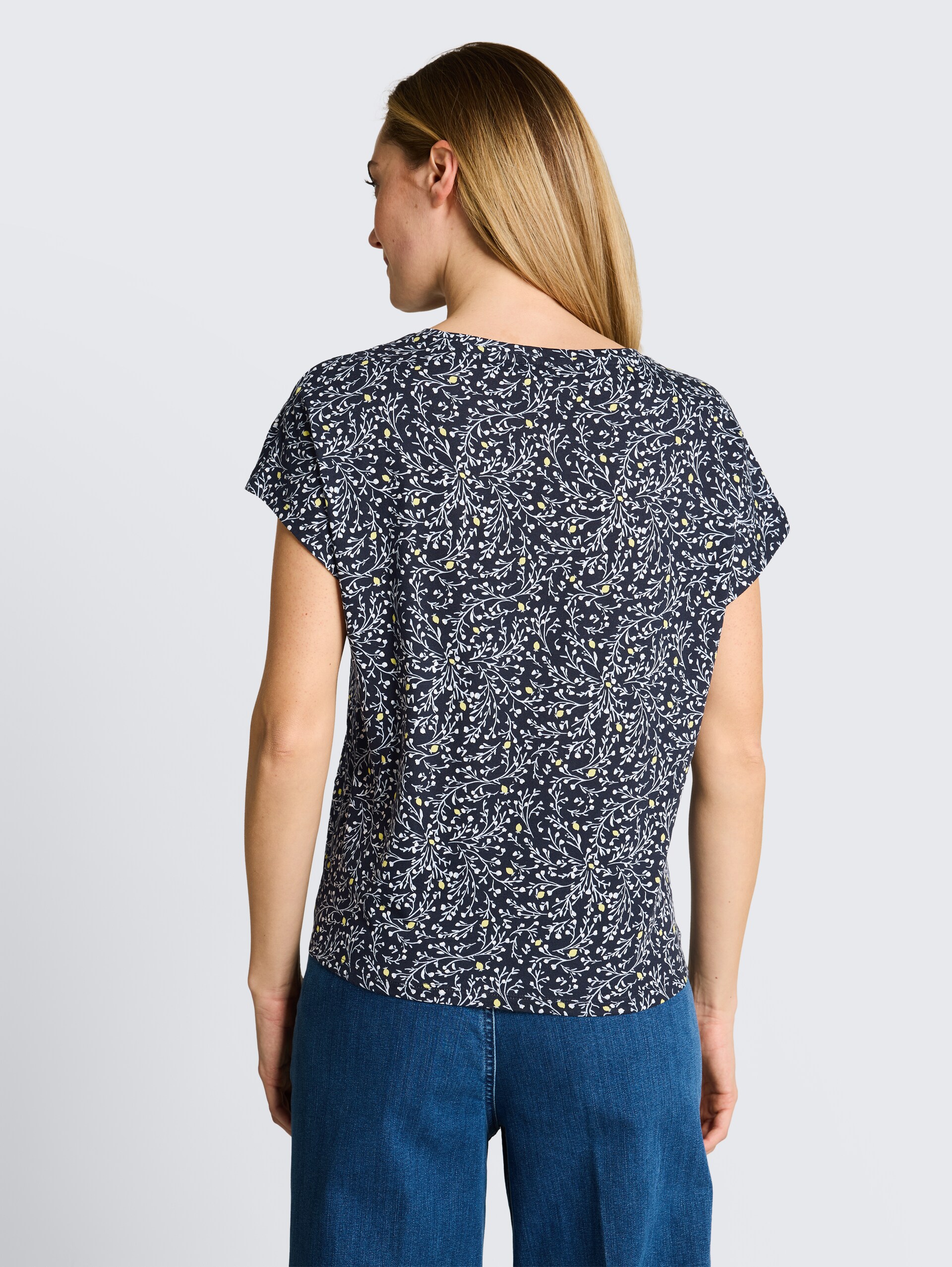 T-shirt avec nœud - navy small leaves design - Découpe Vue arrière du modèle