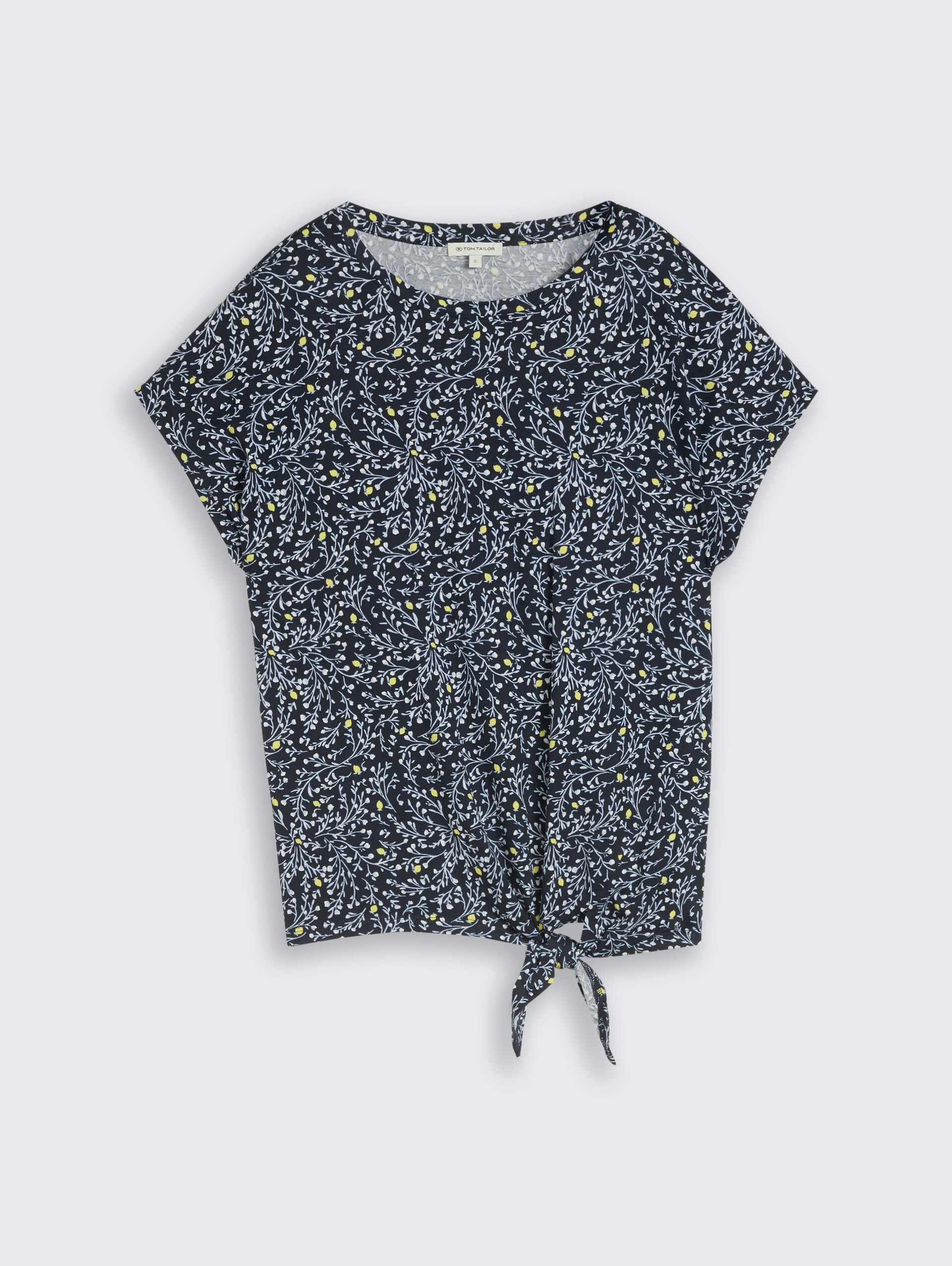 T-shirt avec nœud - navy small leaves design - Vue de face du produit