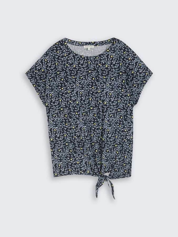 T-Shirt mit Knotendetail von Women, navy small leaves design