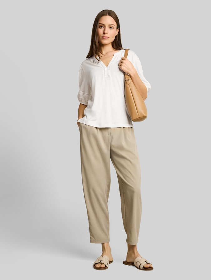 Blouse-style T-shirt with lace details by Women, Whisper White