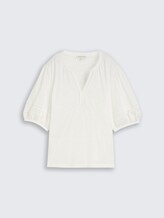 T-shirt chemisier avec détails en dentelle - Whisper White - Vue de face du produit