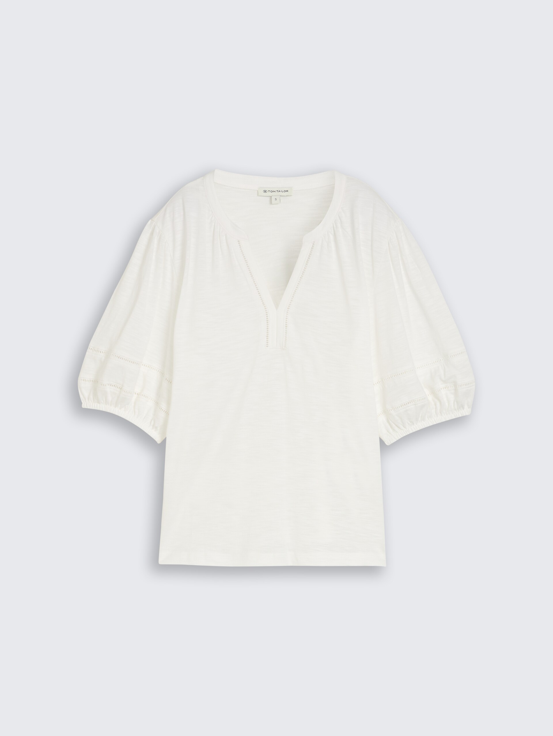 Blouse-style T-shirt with lace details - Whisper White - Front product view