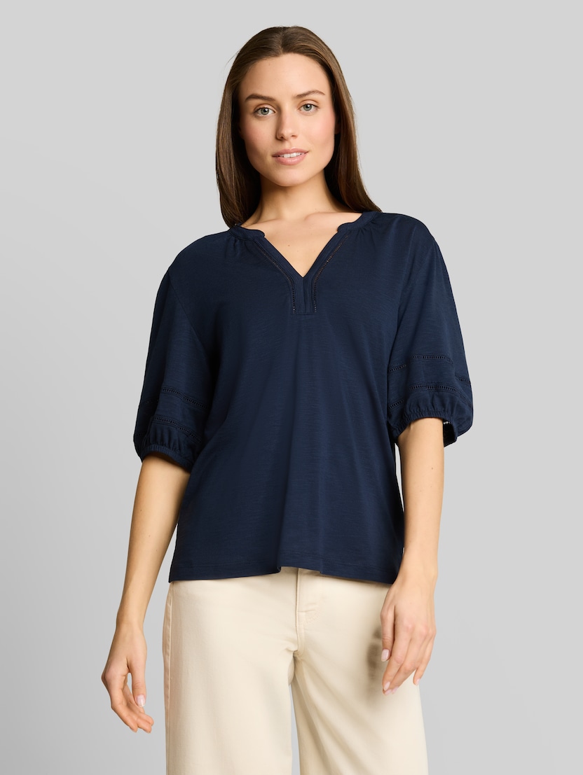 Blusenshirt mit Spitzendetails von Women, sky captain blue