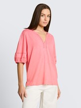 Blusenshirt mit Spitzendetails - soft fuchsia pink - Ausschnitt Model-Vorderansicht