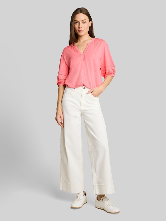 Blouse-shirt met kanten details door Women, soft fuchsia pink