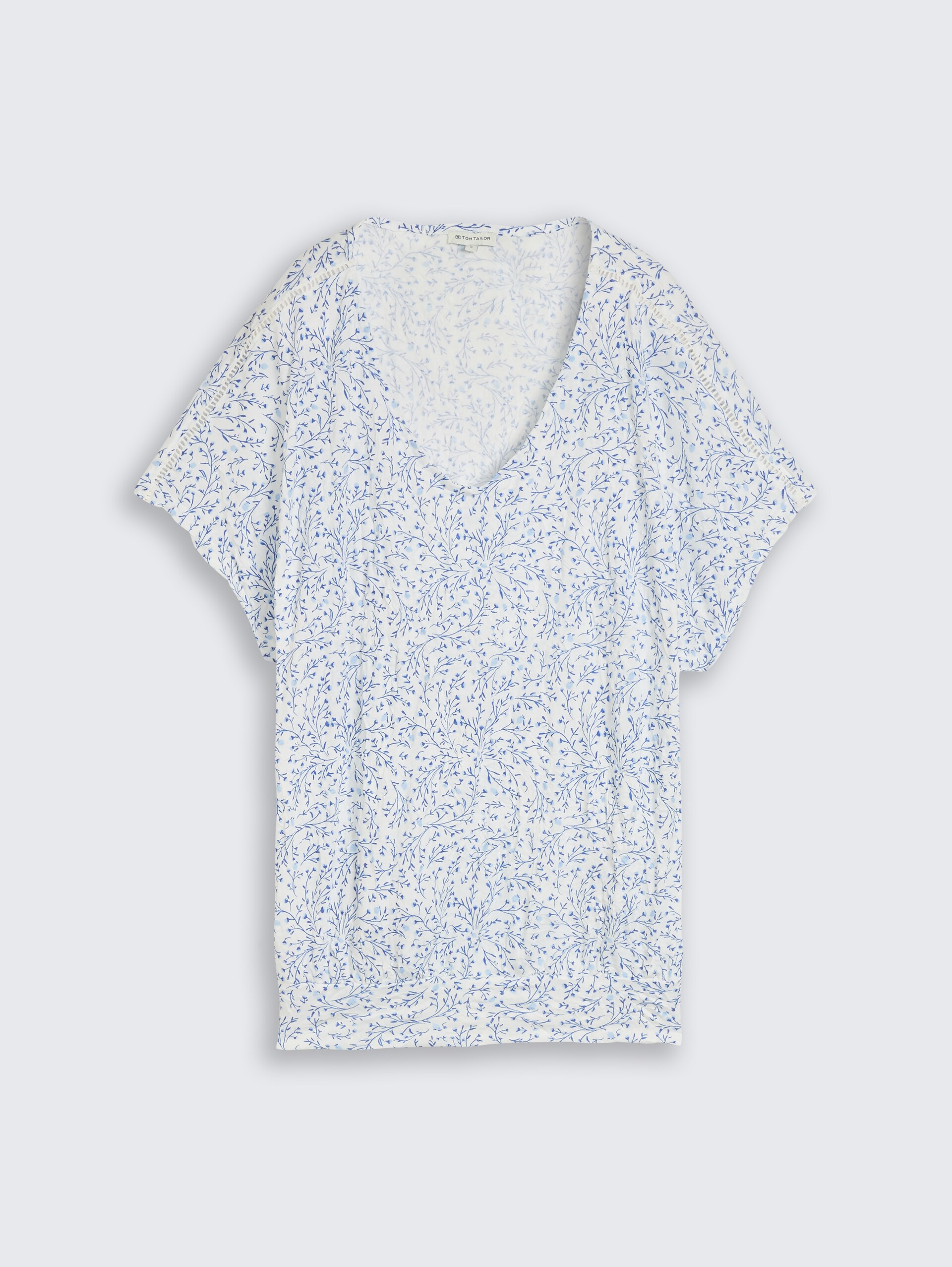 T-shirt froissé à motifs - white small leaves design - Vue de face du produit
