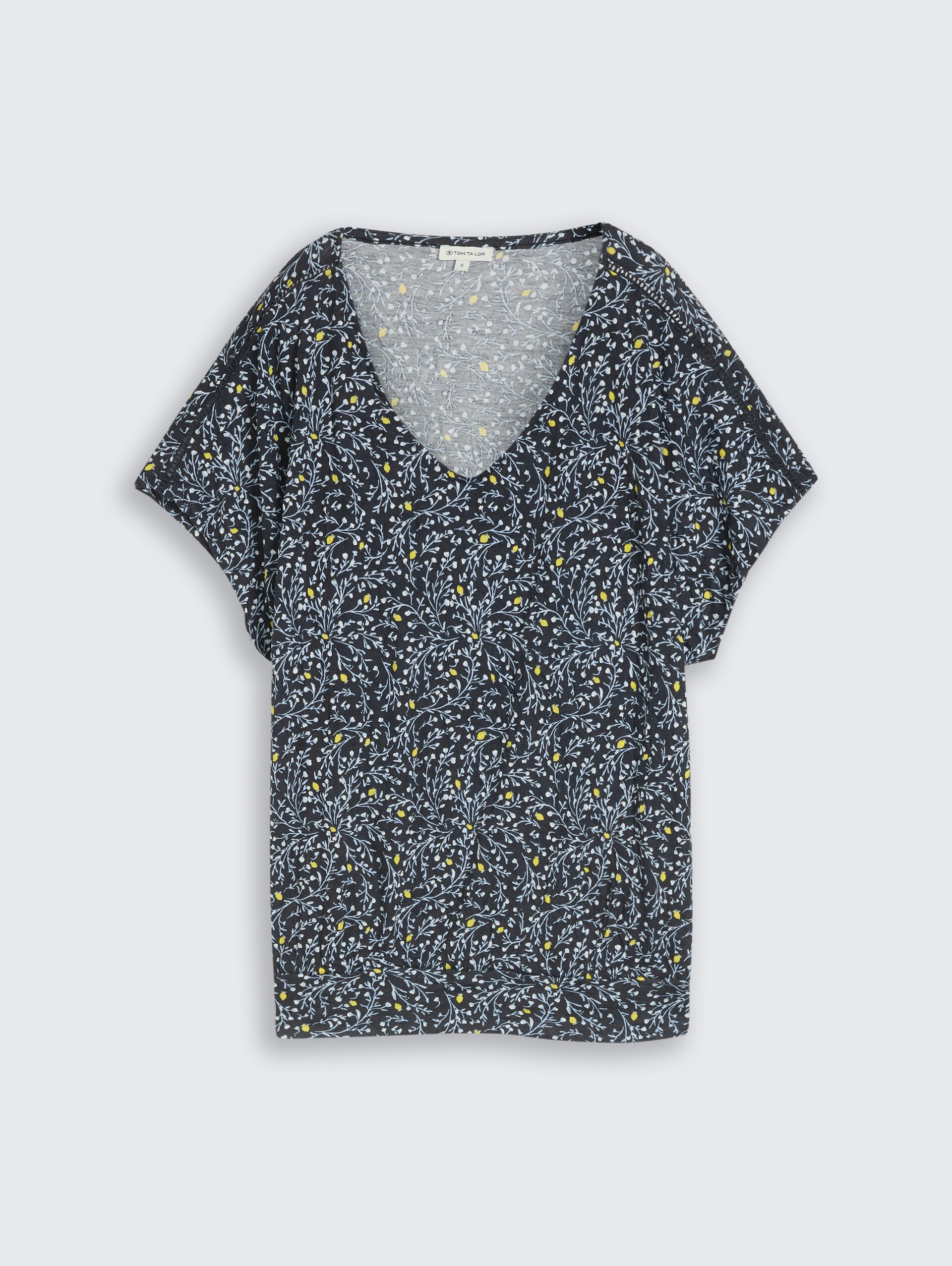 T-shirt froissé à motifs - navy small leaves design - Vue de face du produit