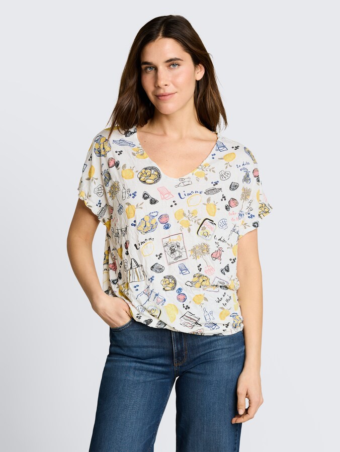 T-shirt froissé à motifs par Women, summerly lemon print
