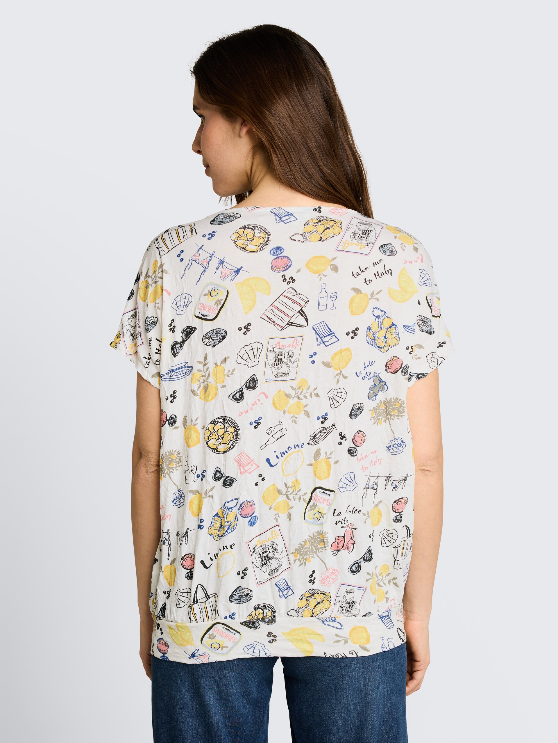 T-shirt froissé à motifs - summerly lemon print - Découpe Vue arrière du modèle