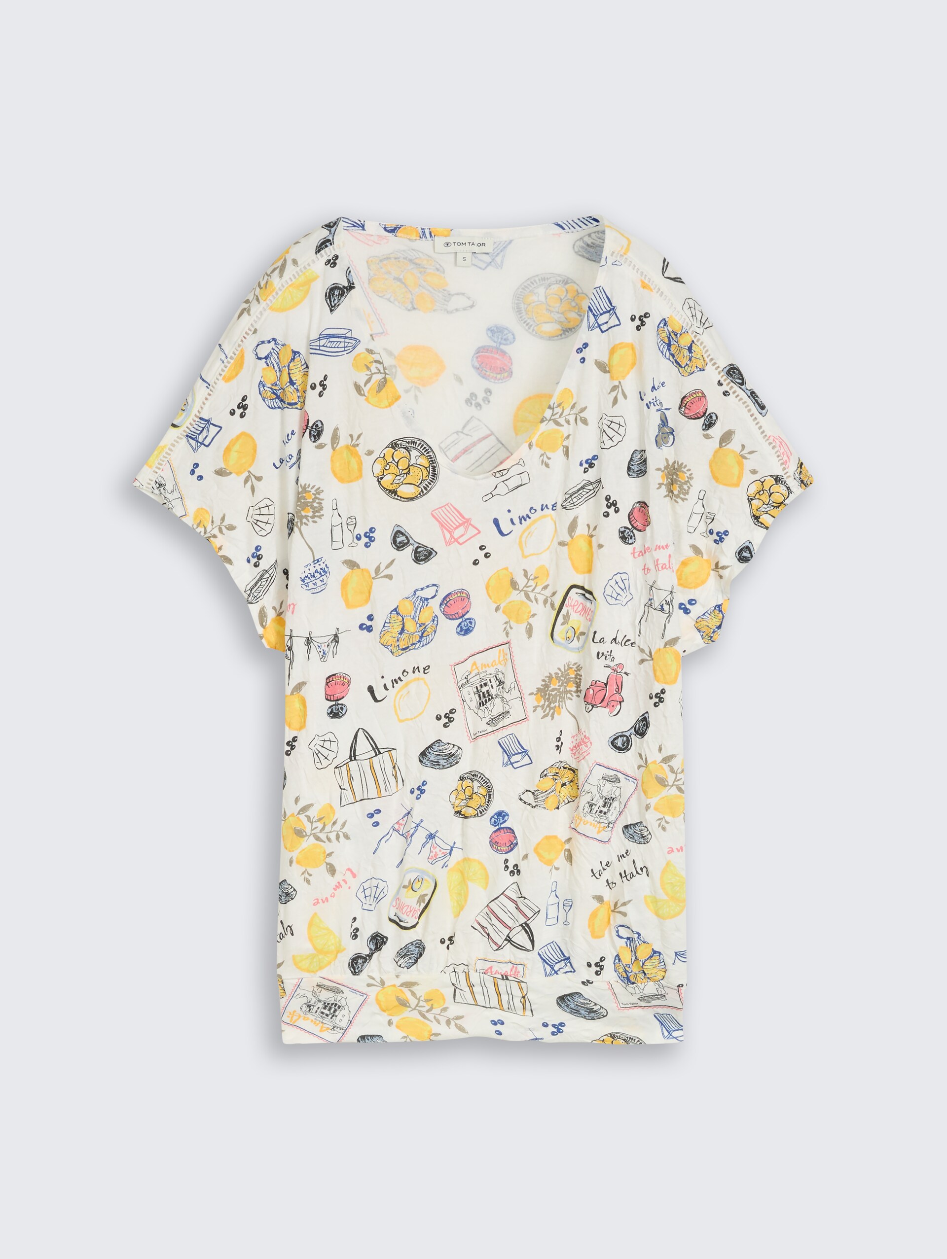T-shirt froissé à motifs - summerly lemon print - Vue de face du produit
