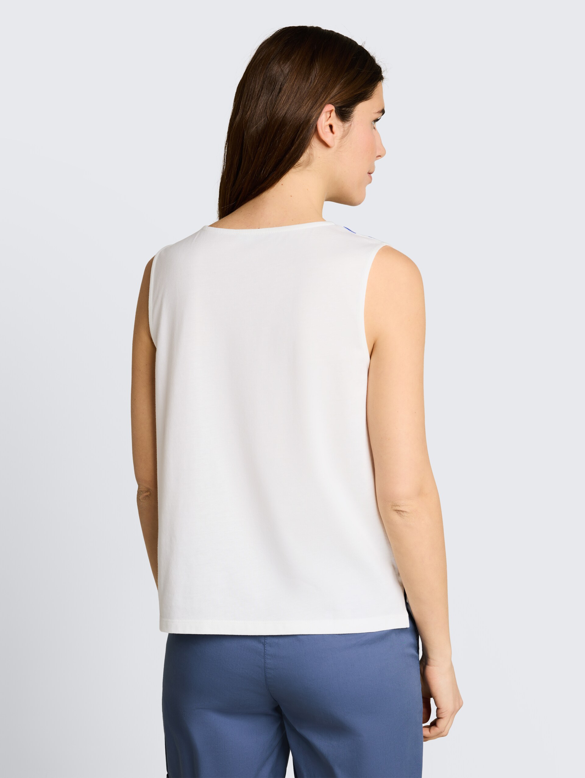 Top met bloemenpatroon - Whisper White - Neklijn model-achteraanzicht