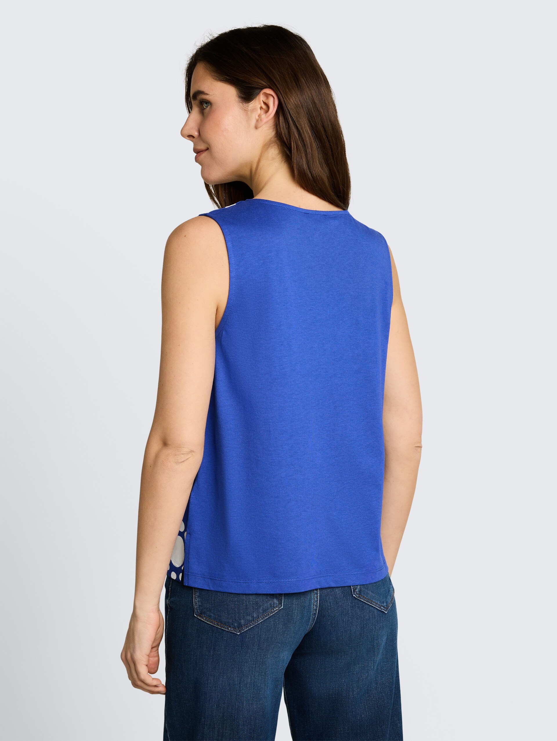 Top met bloemenpatroon - shiny royal blue - Neklijn model-achteraanzicht