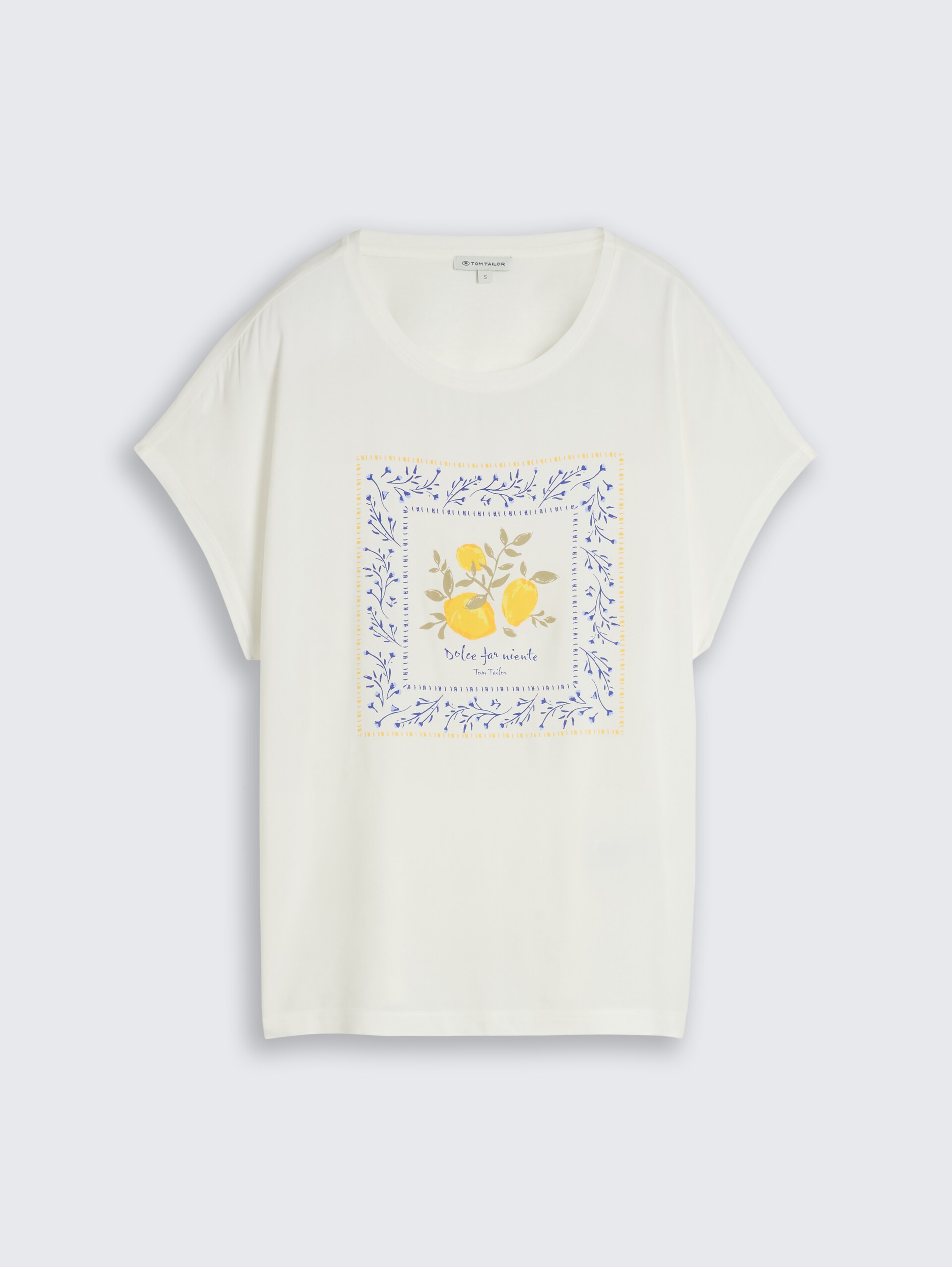 T-shirt in materiaalmix - Whisper White - Product vooraanzicht