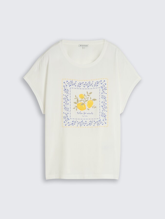 T-Shirt im Material-Mix von Women, Whisper White