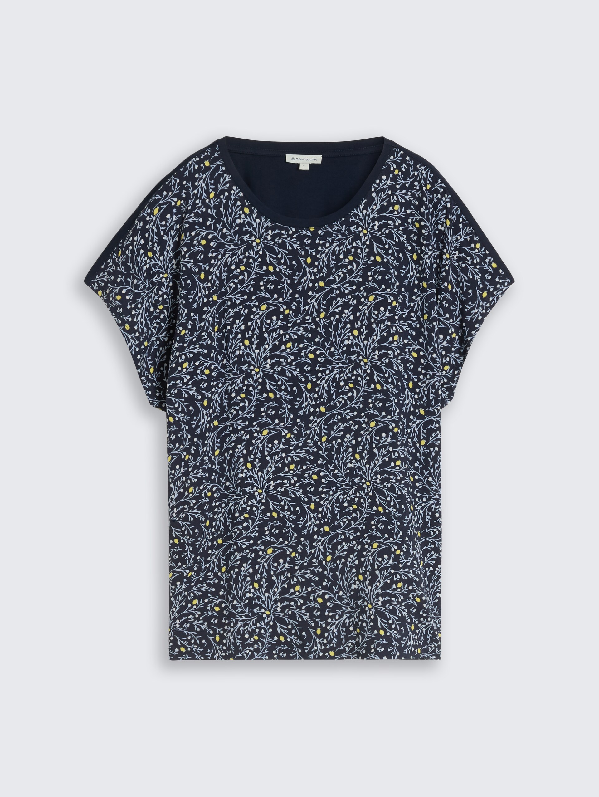 T-shirt in materiaalmix - sky captain blue - Product vooraanzicht