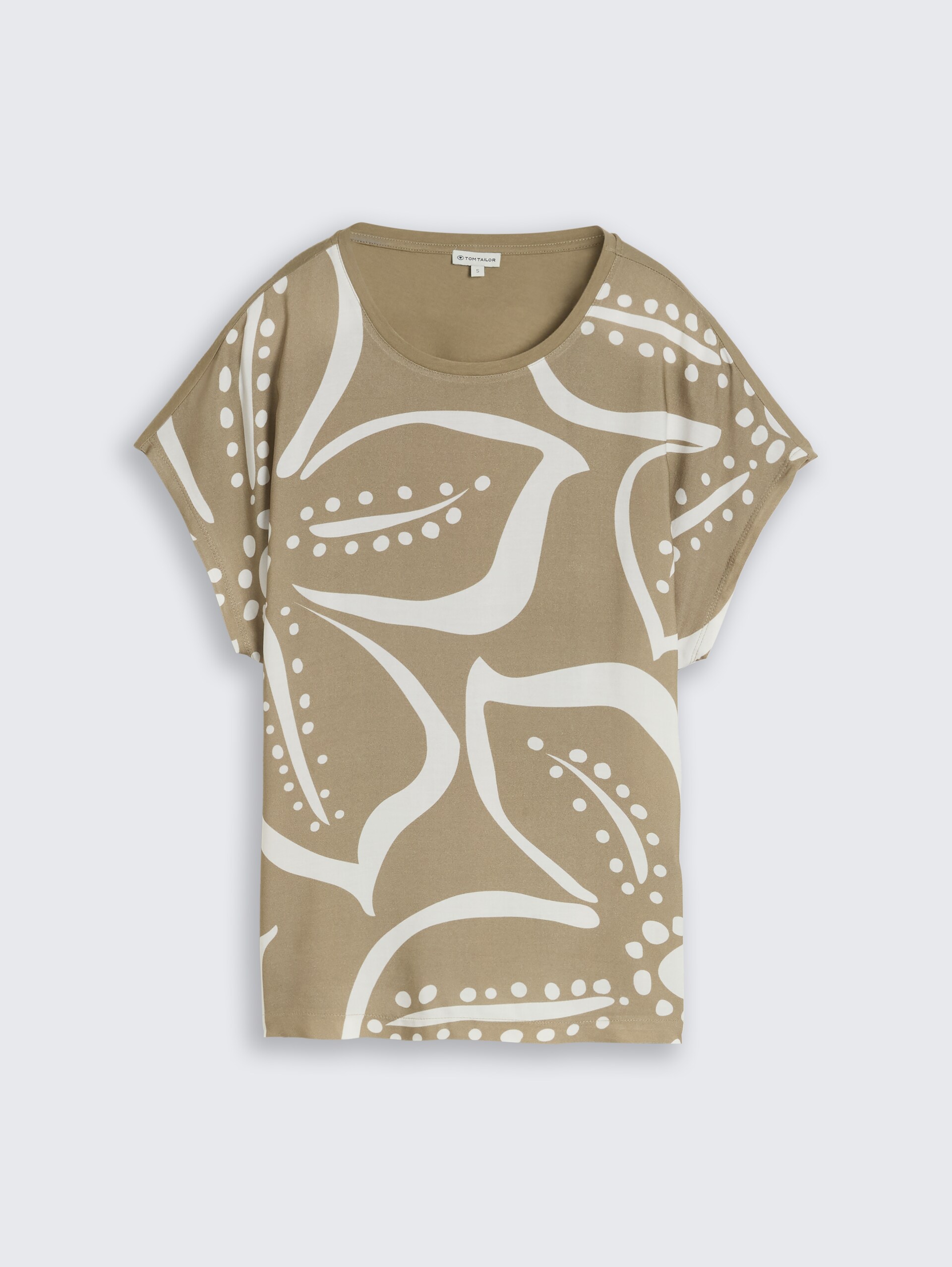 T-shirt in materiaalmix - Silver Olive - Product vooraanzicht