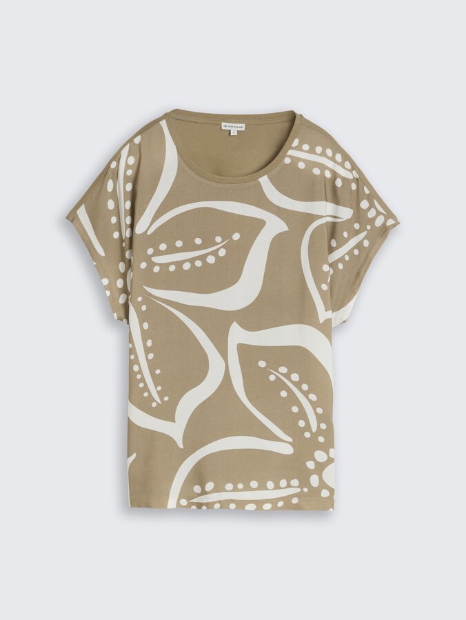 T-Shirt im Material-Mix von Women, Silver Olive