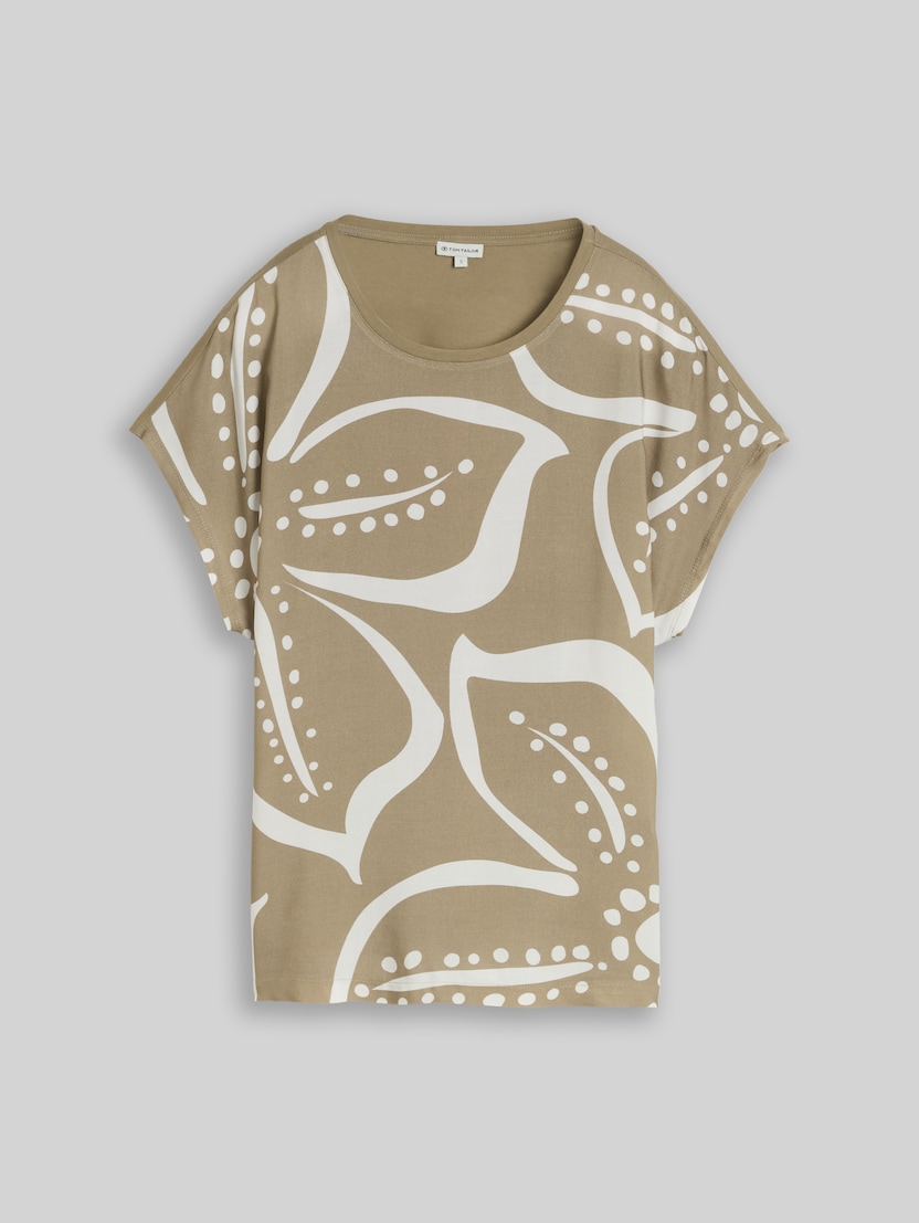 T-Shirt im Material-Mix von Women, Silver Olive