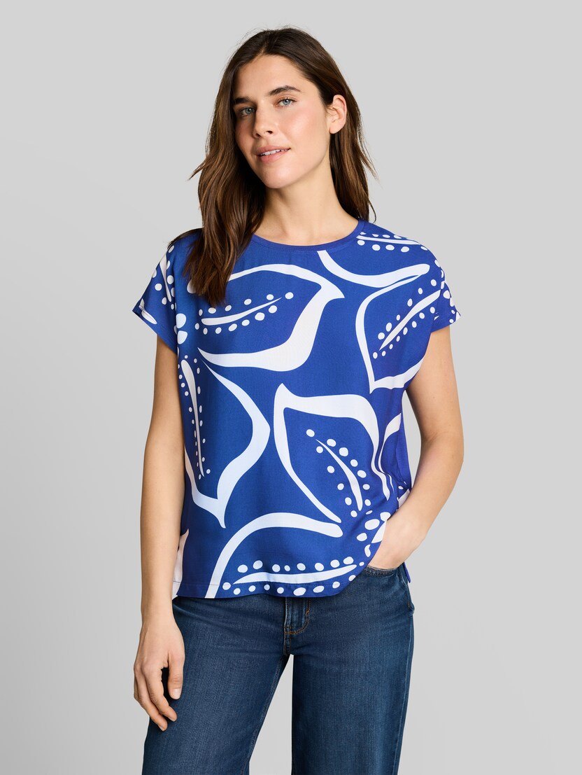 T-Shirt im Material-Mix von Women, shiny royal blue
