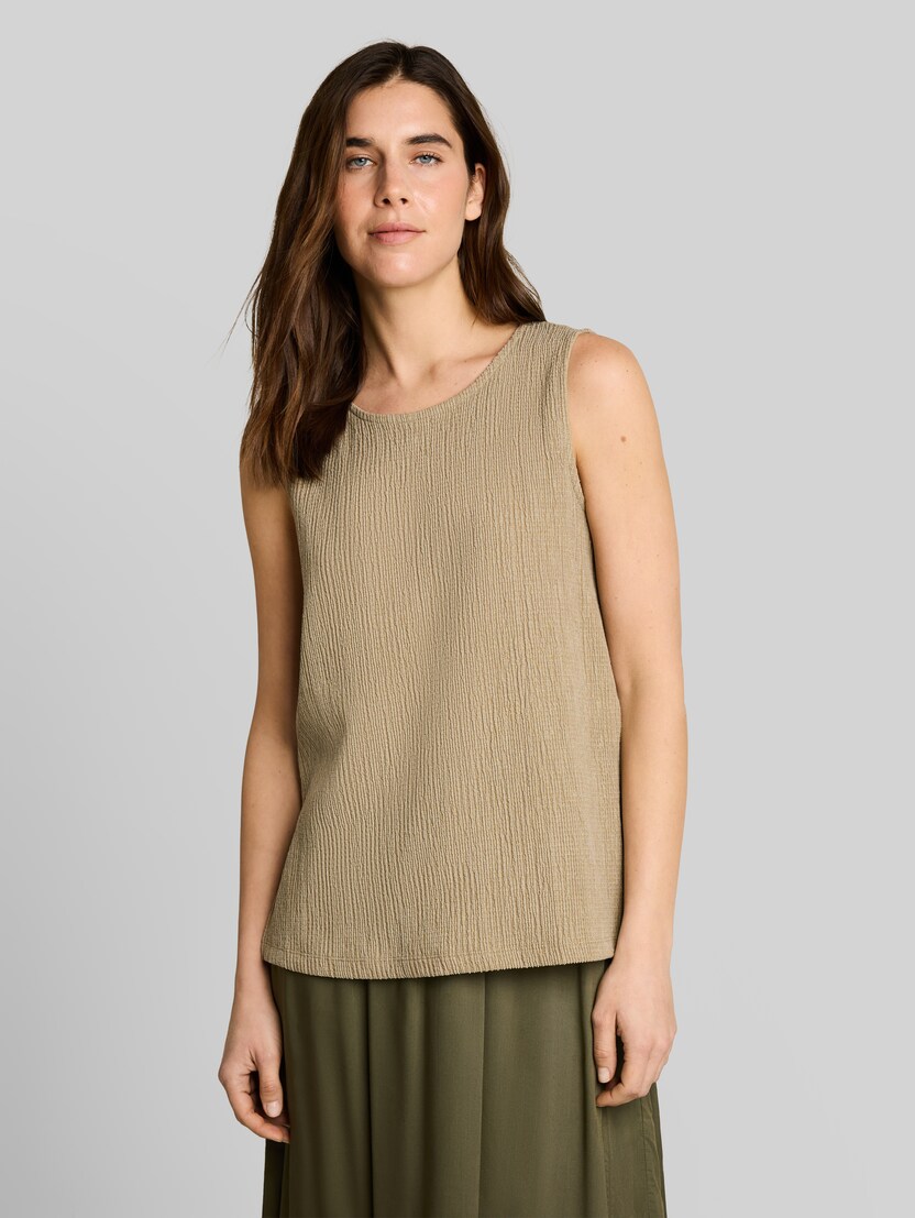 Crinkle top with side slits by Women, olive white structure