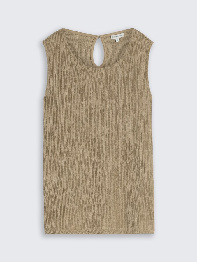 Crinkle Top mit Seitenschlitzen von Women, olive white structure