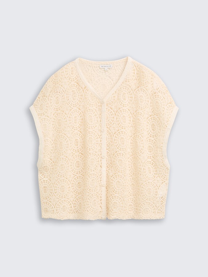 Gehaakte top met knoopsluiting door Women, Dove White
