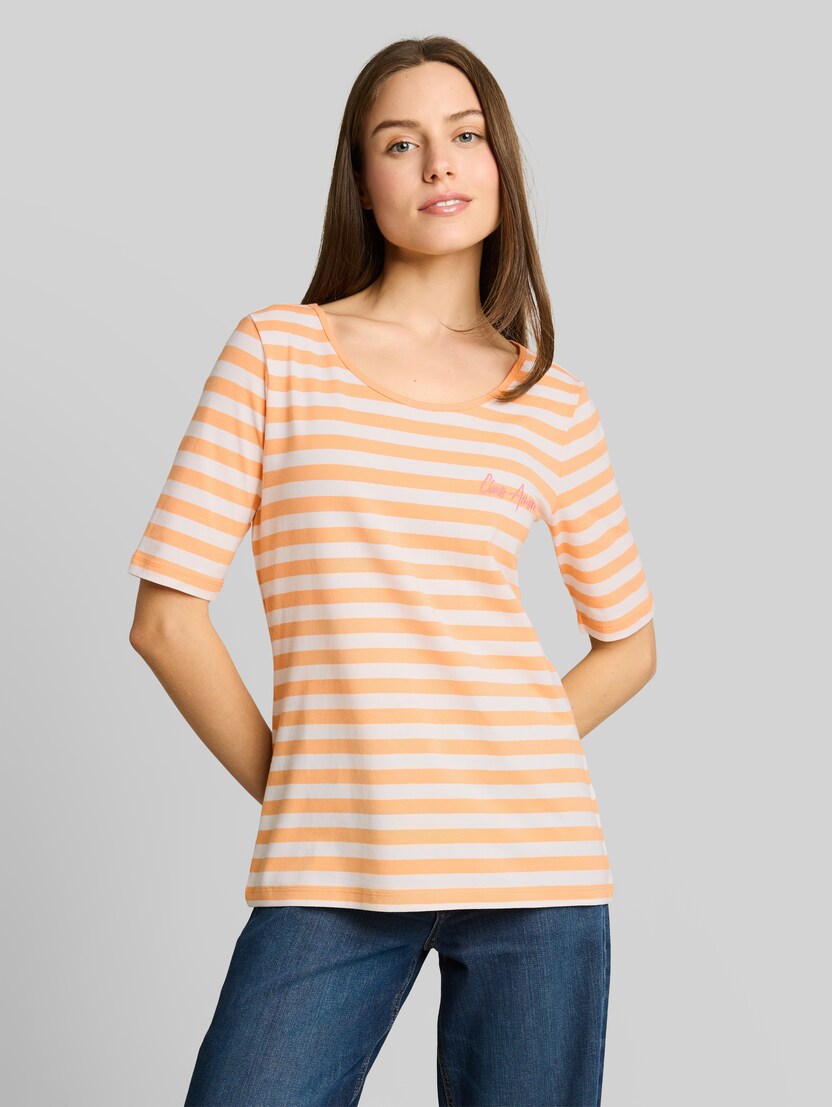 T-Shirt mit Stickerei von Women, orange white stripe