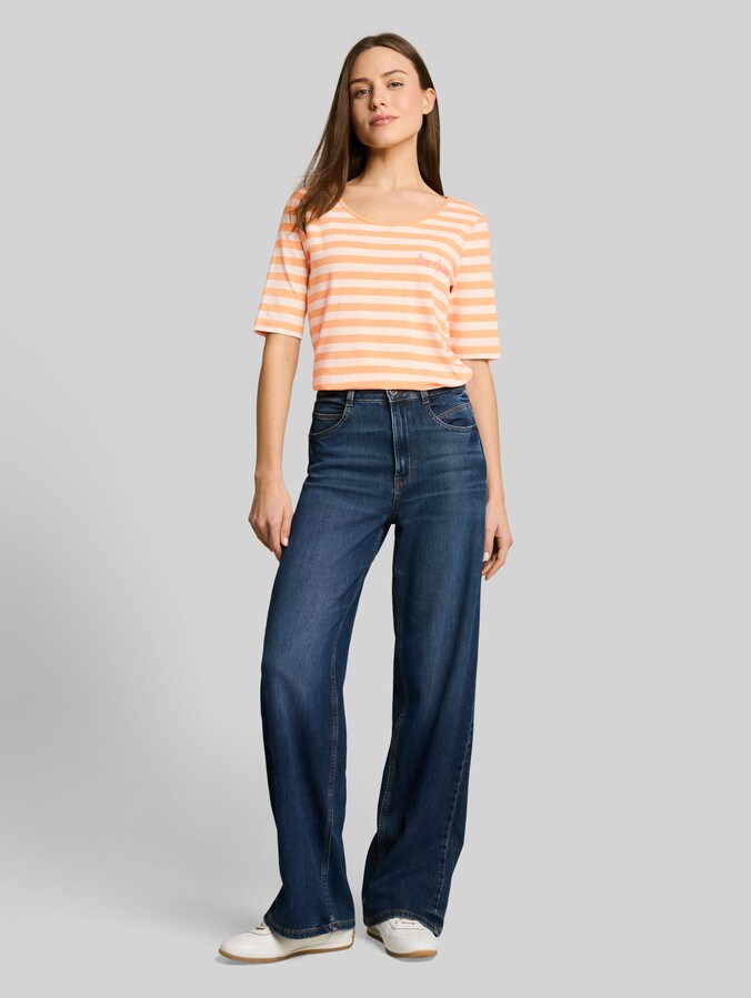 T-Shirt mit Stickerei von Women, orange white stripe