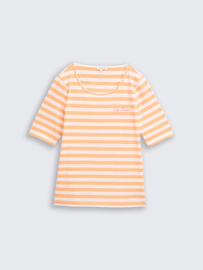T-Shirt mit Stickerei von Women, orange white stripe