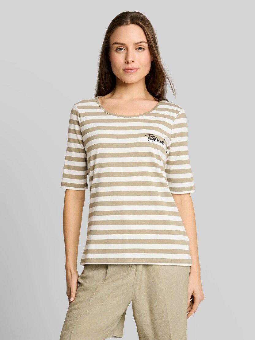 T-Shirt mit Stickerei von Women, olive white stripe