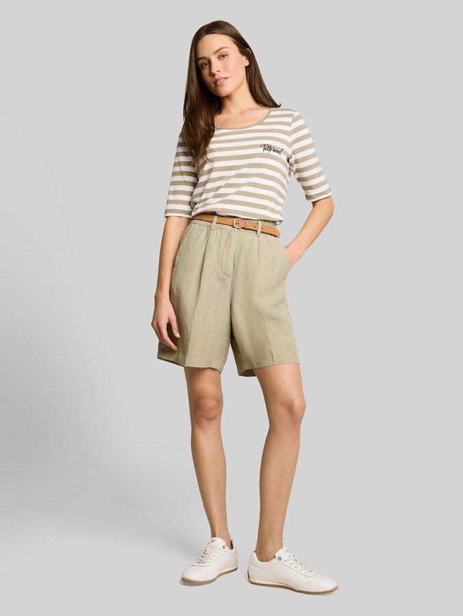 T-Shirt mit Stickerei von Women, olive white stripe