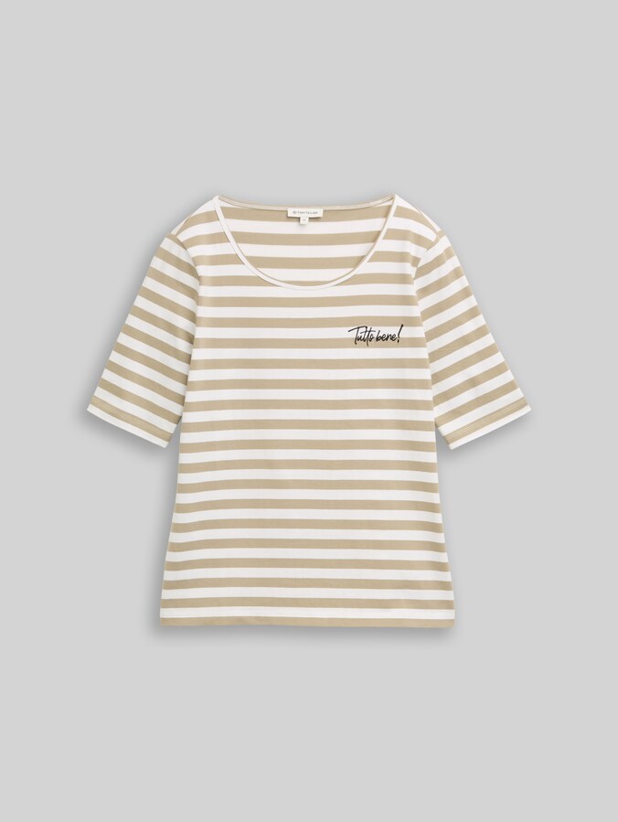 T-shirt brodé par Women, olive white stripe