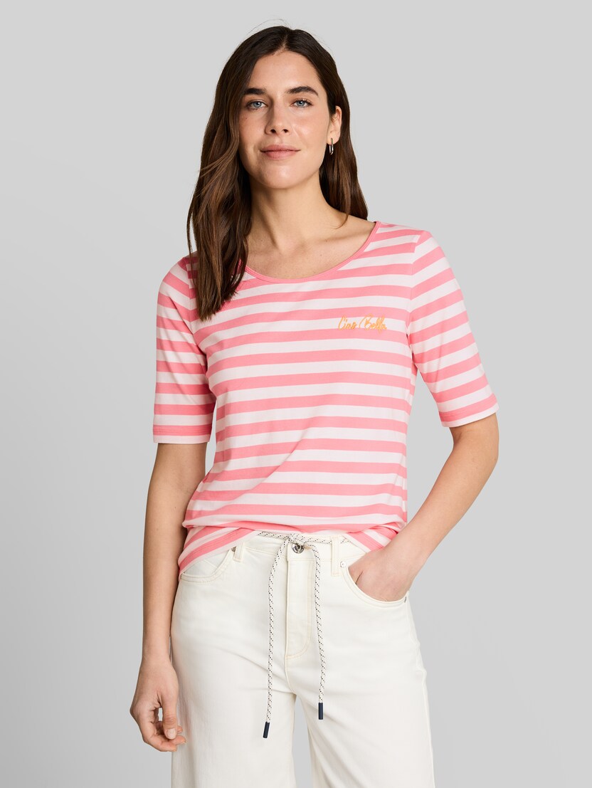 T-Shirt mit Stickerei von Women, pink white stripe