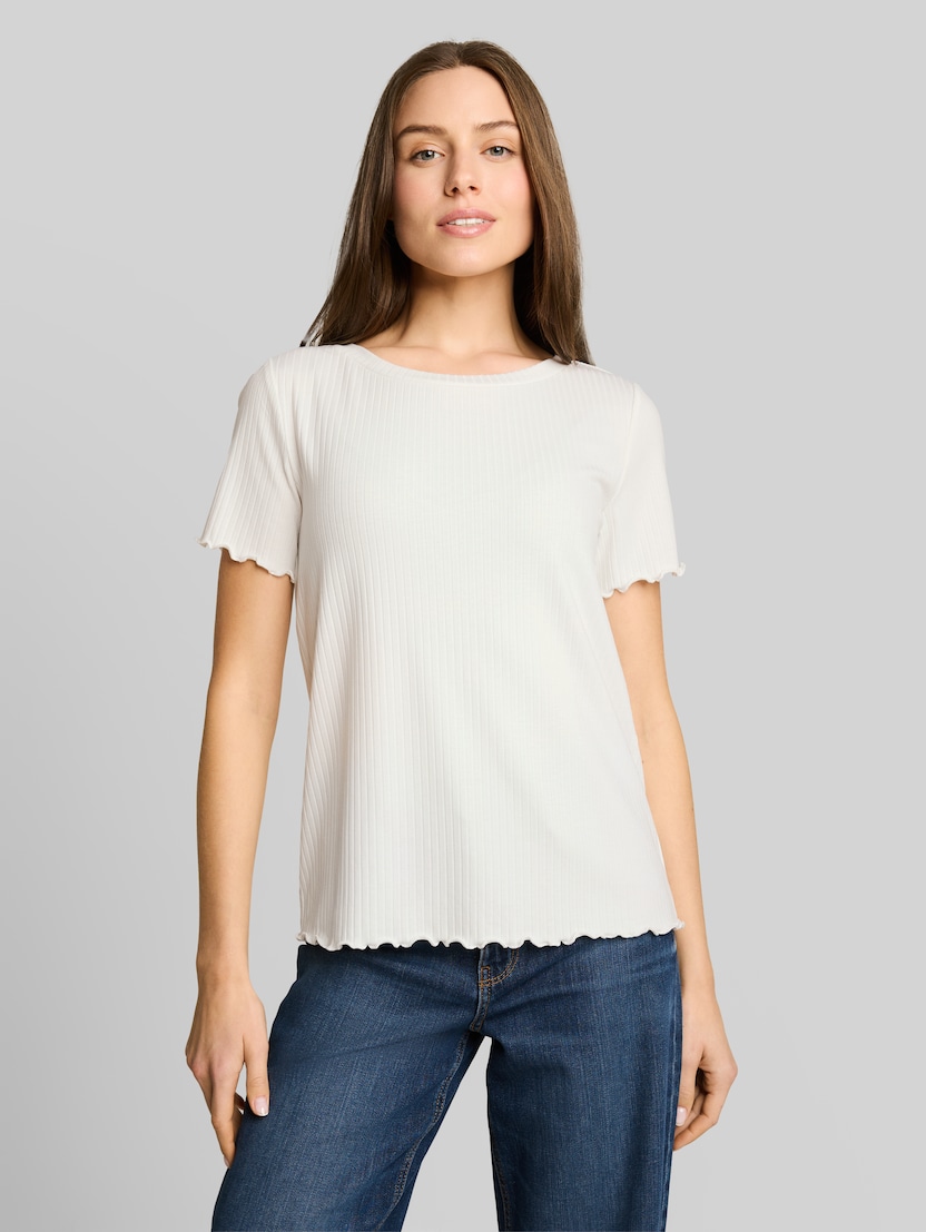 T-Shirt mit Rippstruktur von Women, Whisper White