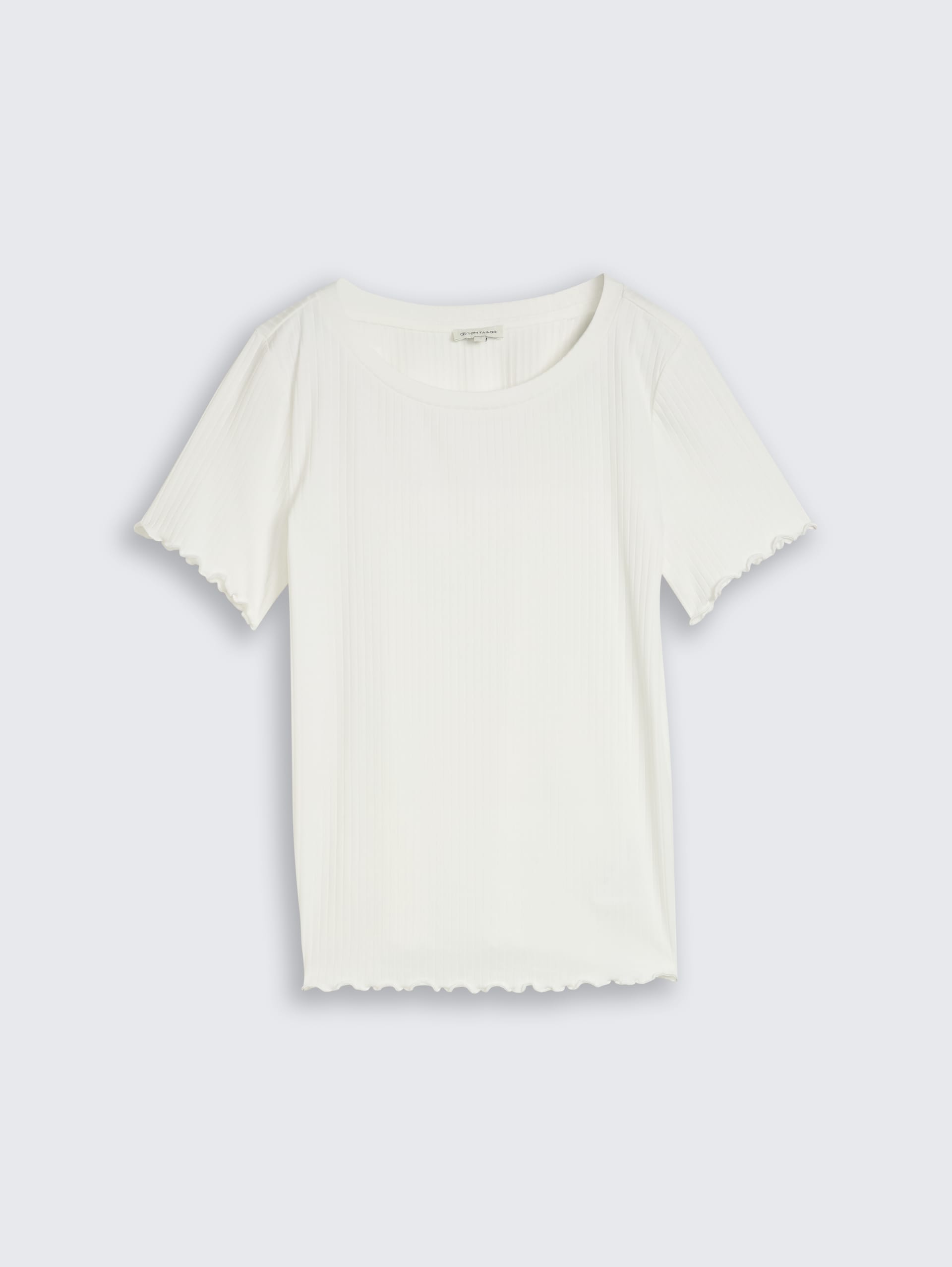 T-Shirt mit Rippstruktur - Whisper White - Vorder-Produkt-Ansicht