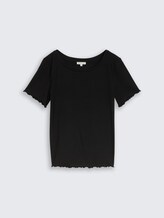 T-shirt à structure côtelée - deep black - Vue de face du produit