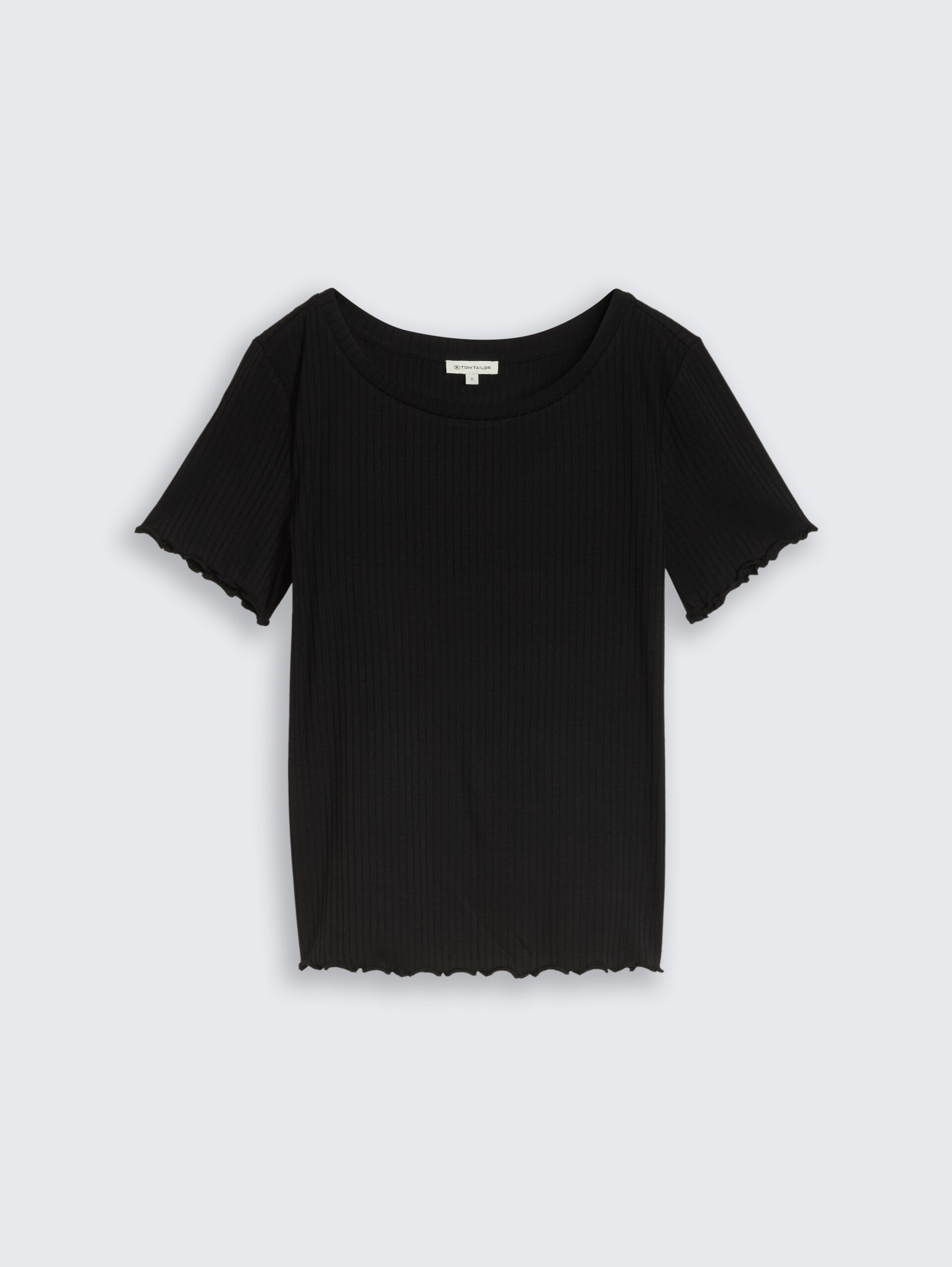 T-shirt met ribbelstructuur - deep black - Product vooraanzicht
