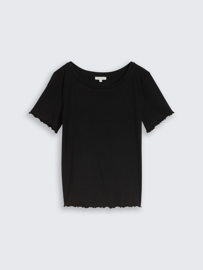 T-Shirt mit Rippstruktur von Women, deep black