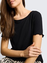 T-shirt à structure côtelée - deep black - Vue détaillée du modèle