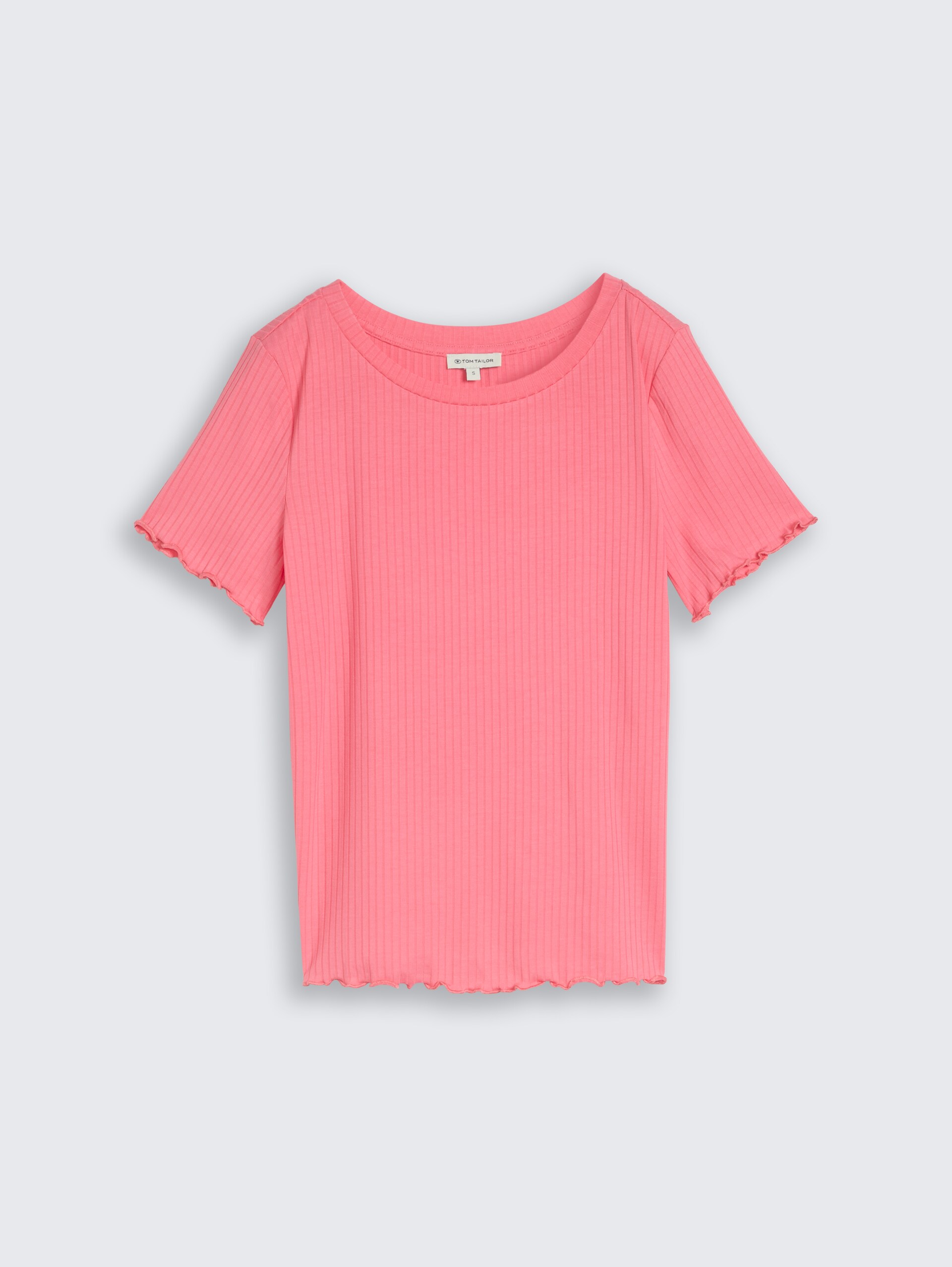 T-Shirt mit Rippstruktur - soft fuchsia pink - Vorder-Produkt-Ansicht