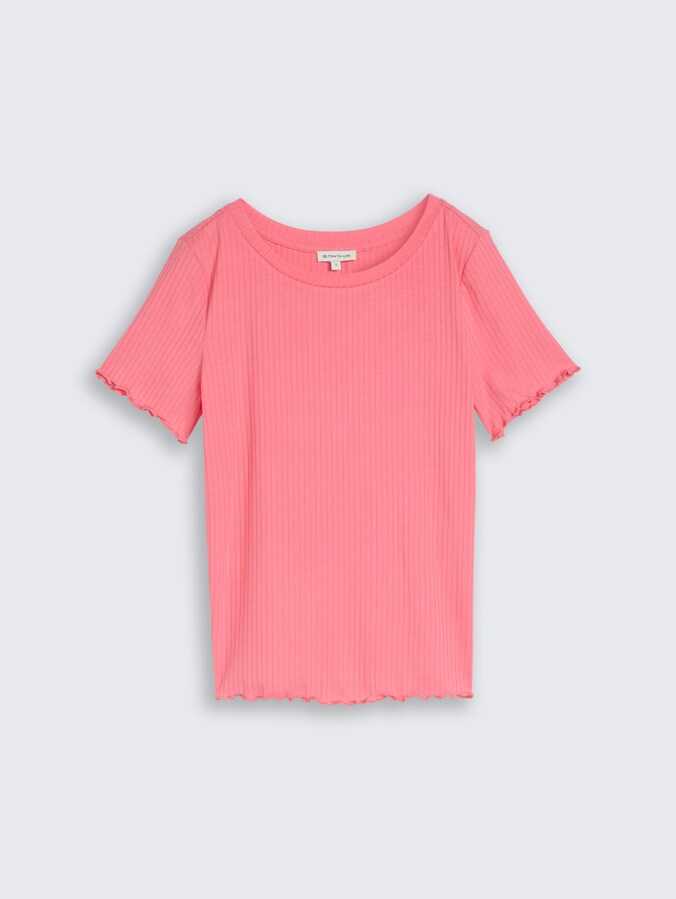 T-Shirt mit Rippstruktur von Women, soft fuchsia pink