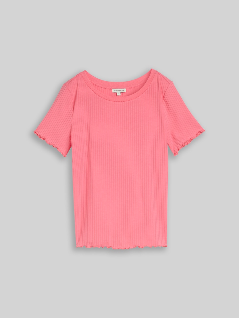 T-shirt with rib by Women, soft fuchsia pink
